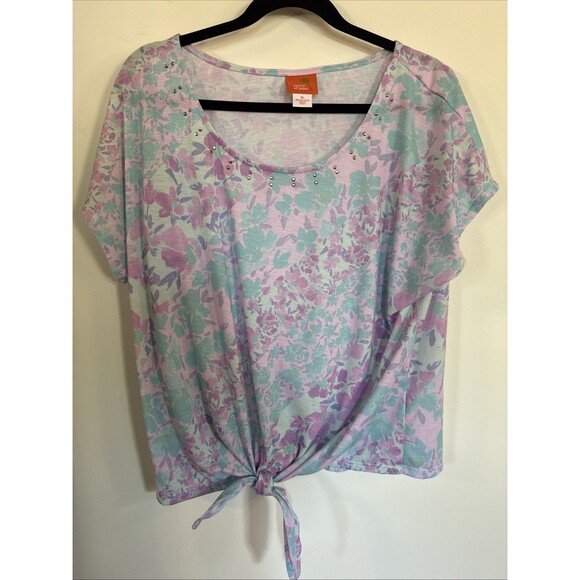 HEARTS OF PALM Women's X-Large  Pullover Short Sleeve T-Shirt MSRP $50 Pastel - Picture 2 of 7